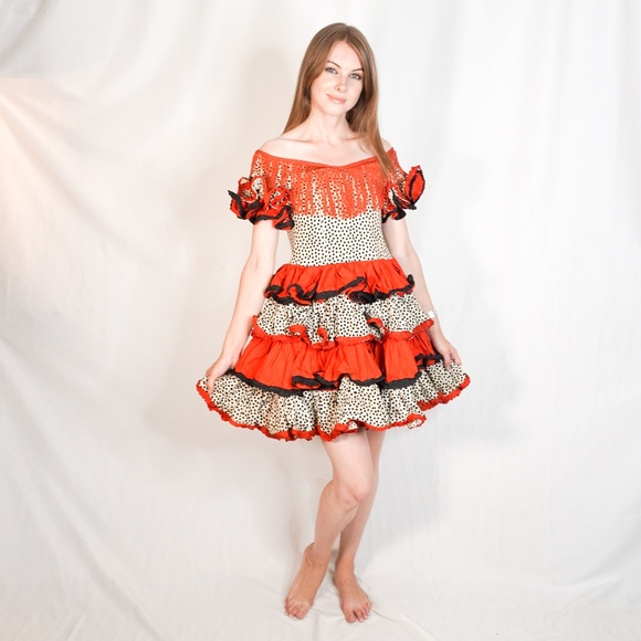 Vintage Dresses & Skirts - VINTAGE Circus Costume Ruffle Fringe Dress 00 XXS